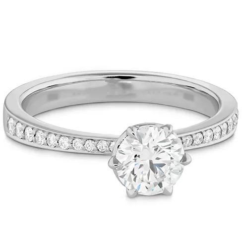 Hearts On Fire Signature 6 Prong Engagement Ring with Diamond Band