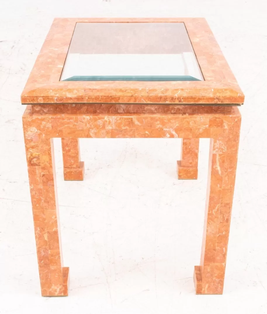 Karl Springer Style Tessellated Pink Marble Table