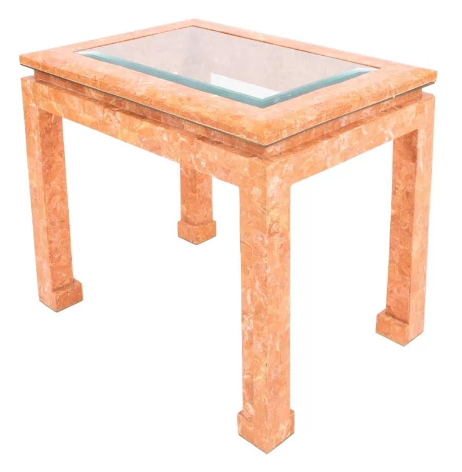 Karl Springer Style Tessellated Pink Marble Table