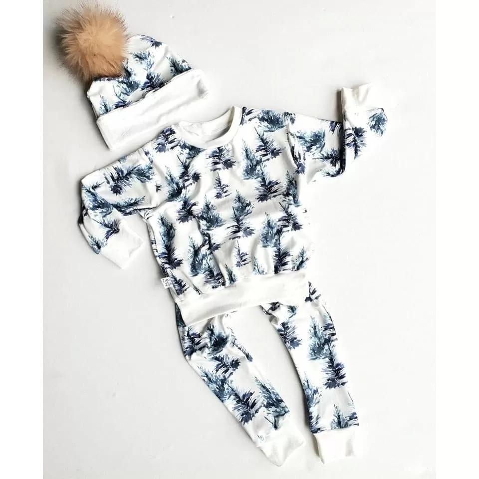 Kids Longsleeve Lightweight Top | Inky Trees