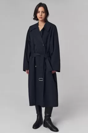 Lable Trench Coat, Navy