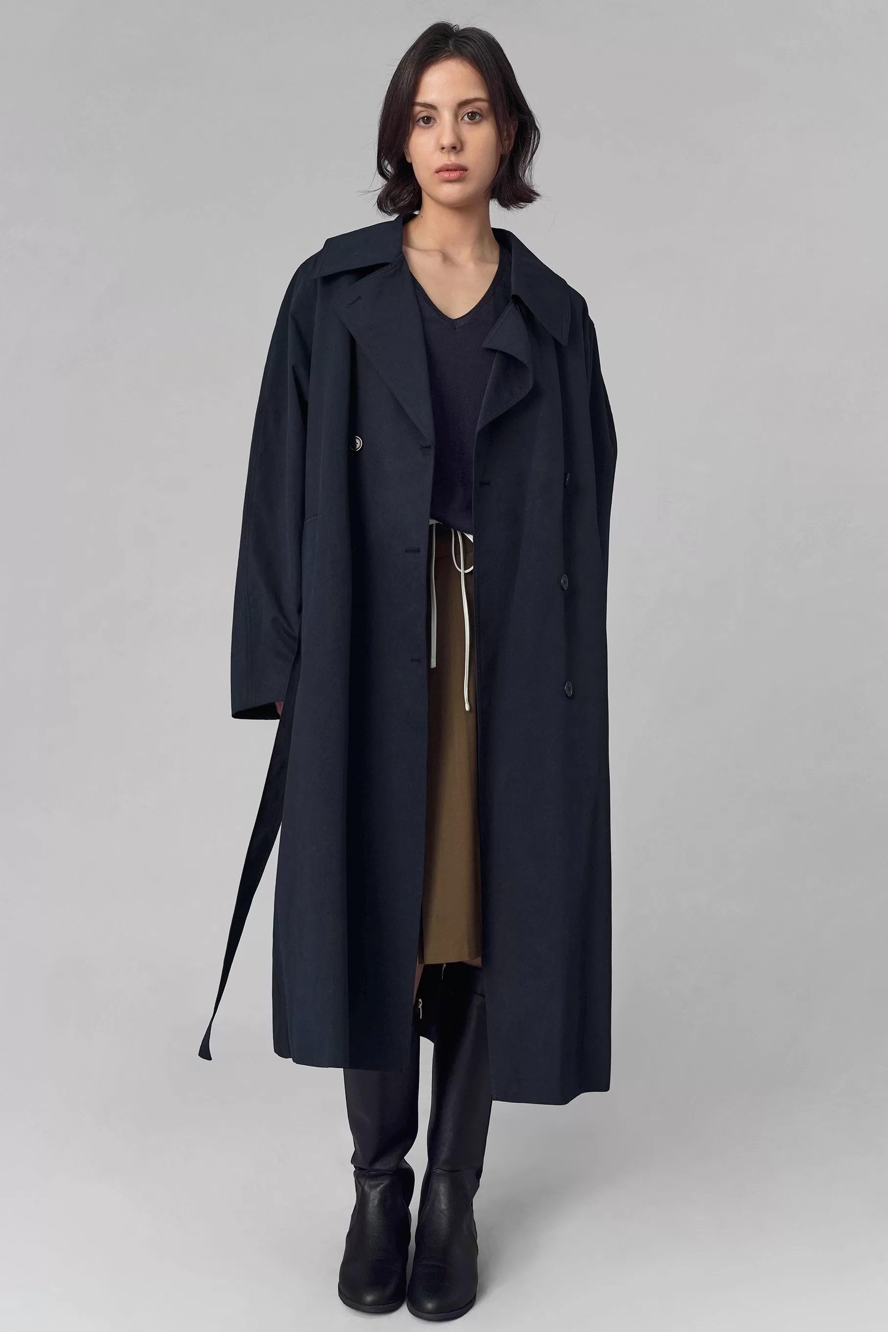 Lable Trench Coat, Navy