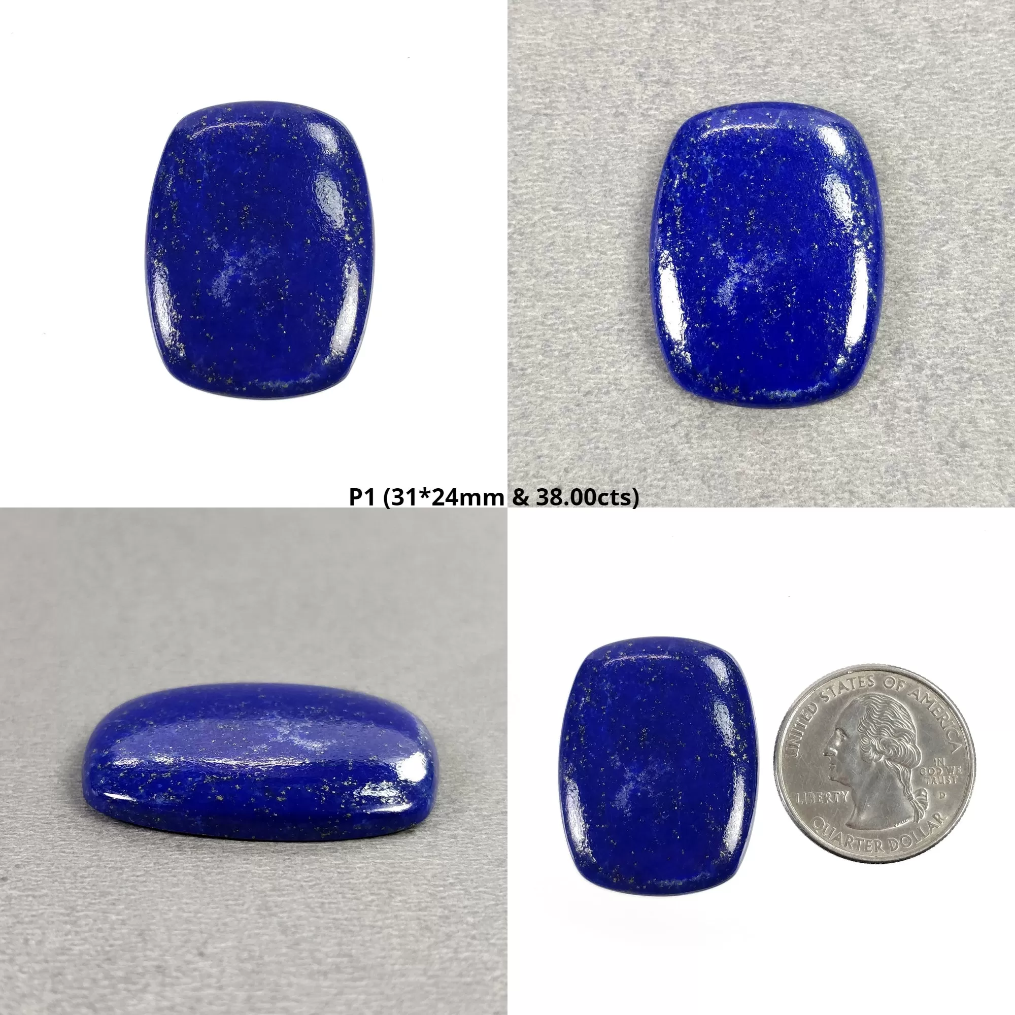 LAPIS LAZULI Gemstone Cabochon : Natural Untreated Blue Lapis Cushion Shape 1pc