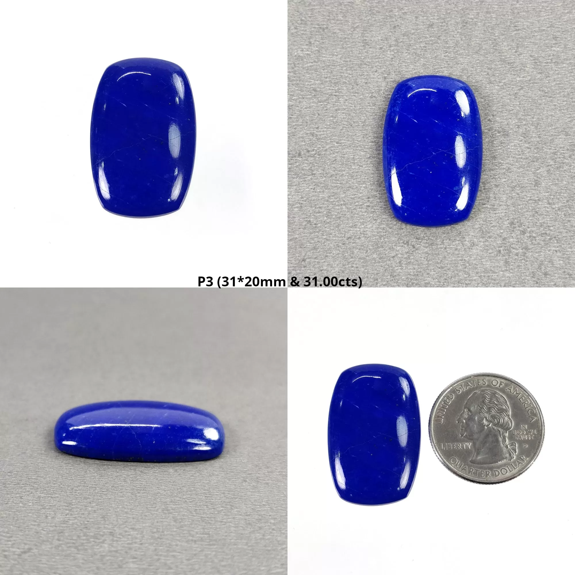 LAPIS LAZULI Gemstone Cabochon : Natural Untreated Blue Lapis Cushion Shape 1pc