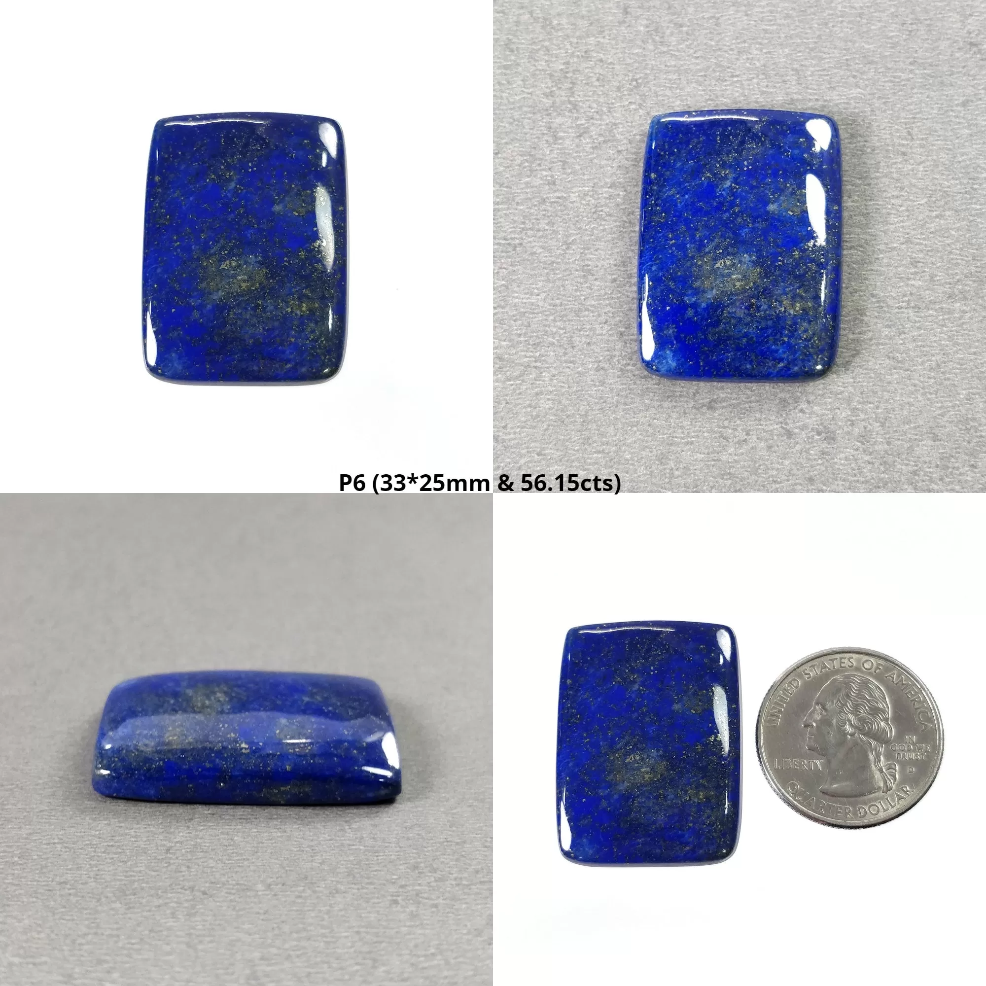 LAPIS LAZULI Gemstone Cabochon : Natural Untreated Blue Lapis Cushion Shape 1pc