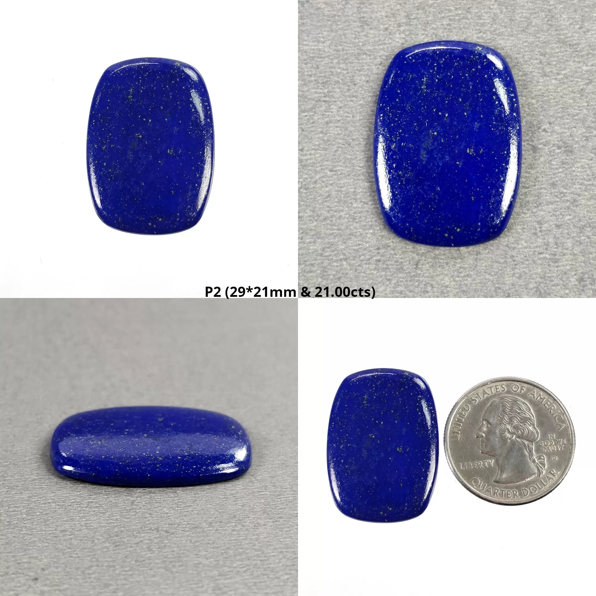 LAPIS LAZULI Gemstone Cabochon : Natural Untreated Blue Lapis Cushion Shape 1pc