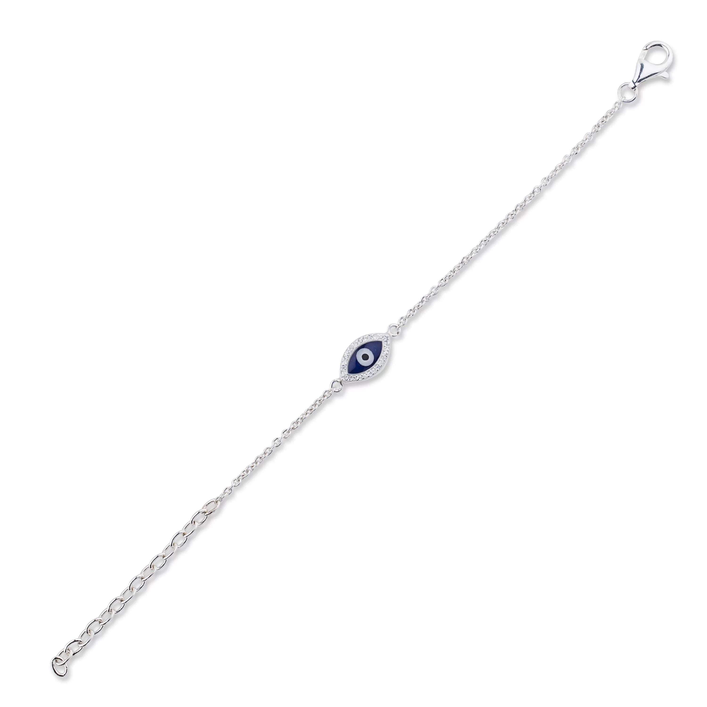 Lika Behar Evil Eye Bracelet Navy Enamel Sterling Silver White Sapphires