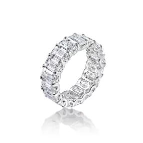 Lil 9 Carat Emerald Cut Lab-Grown Diamond Eternity Band in 14k White Gold U-Shape Shared Prong