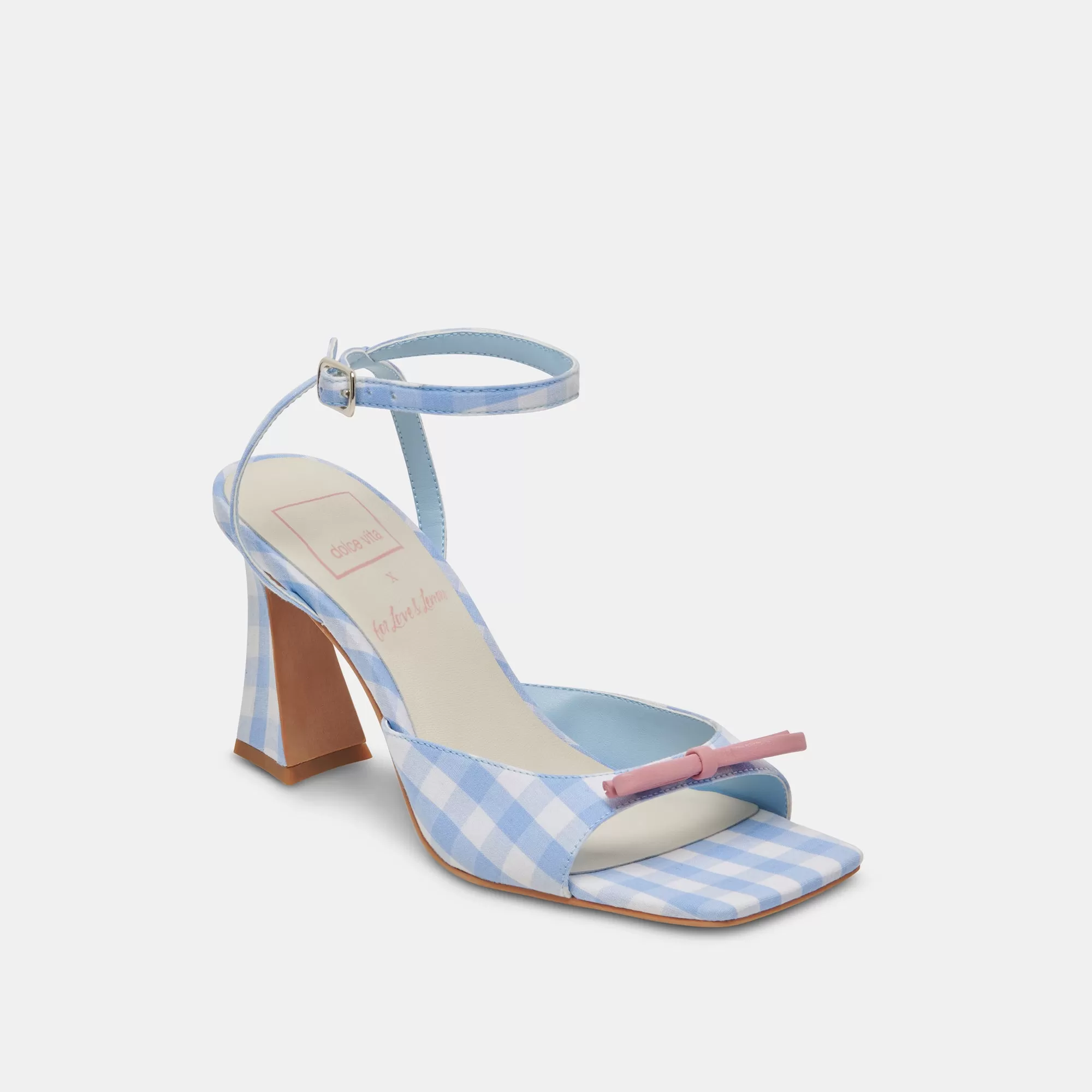 LOISE HEELS WHITE BLUE GINGHAM