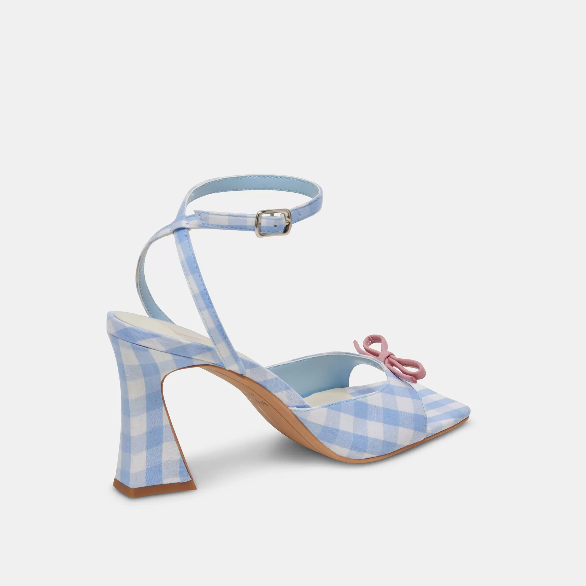 LOISE HEELS WHITE BLUE GINGHAM