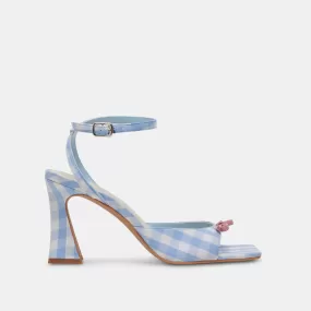 LOISE HEELS WHITE BLUE GINGHAM