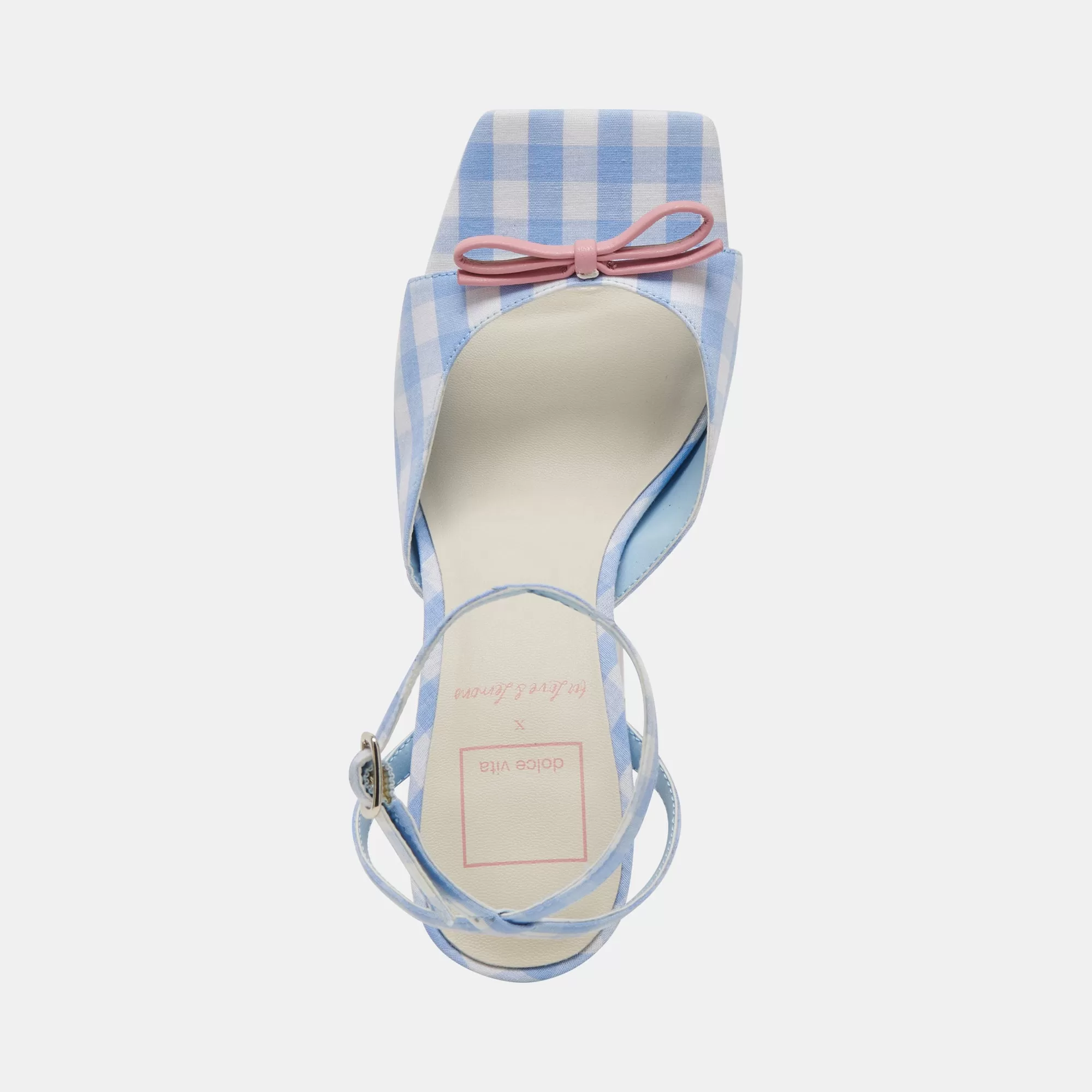 LOISE HEELS WHITE BLUE GINGHAM