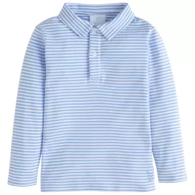 Long Sleeve Polo - Light Blue Stripe