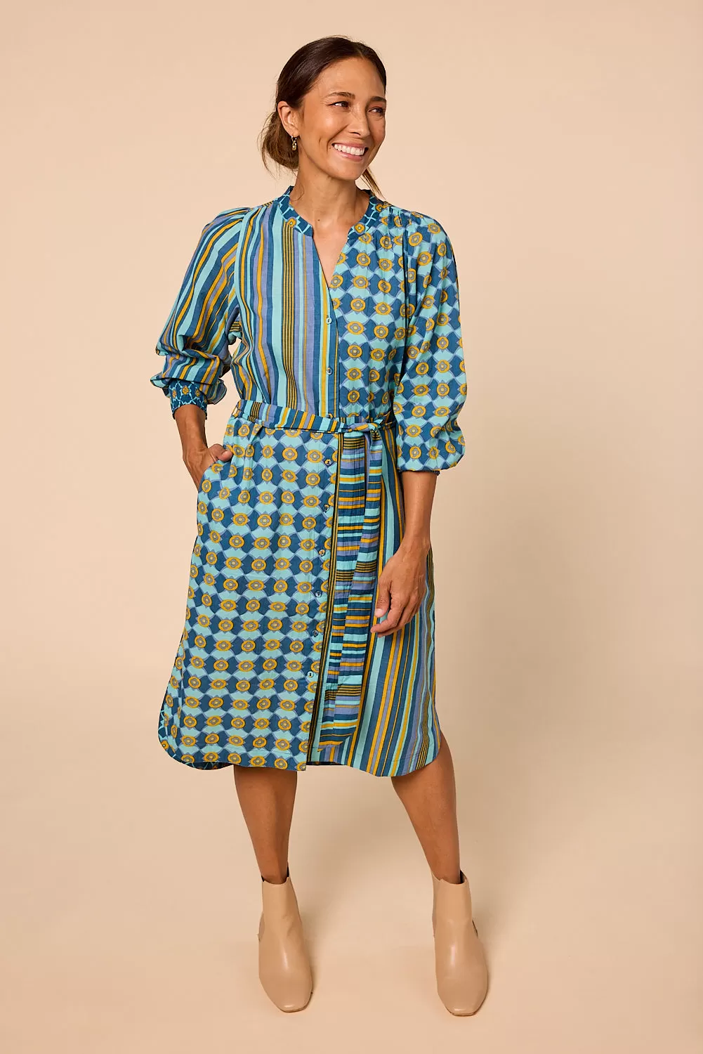 Lottie Billow Sleeve Dress in Ankara