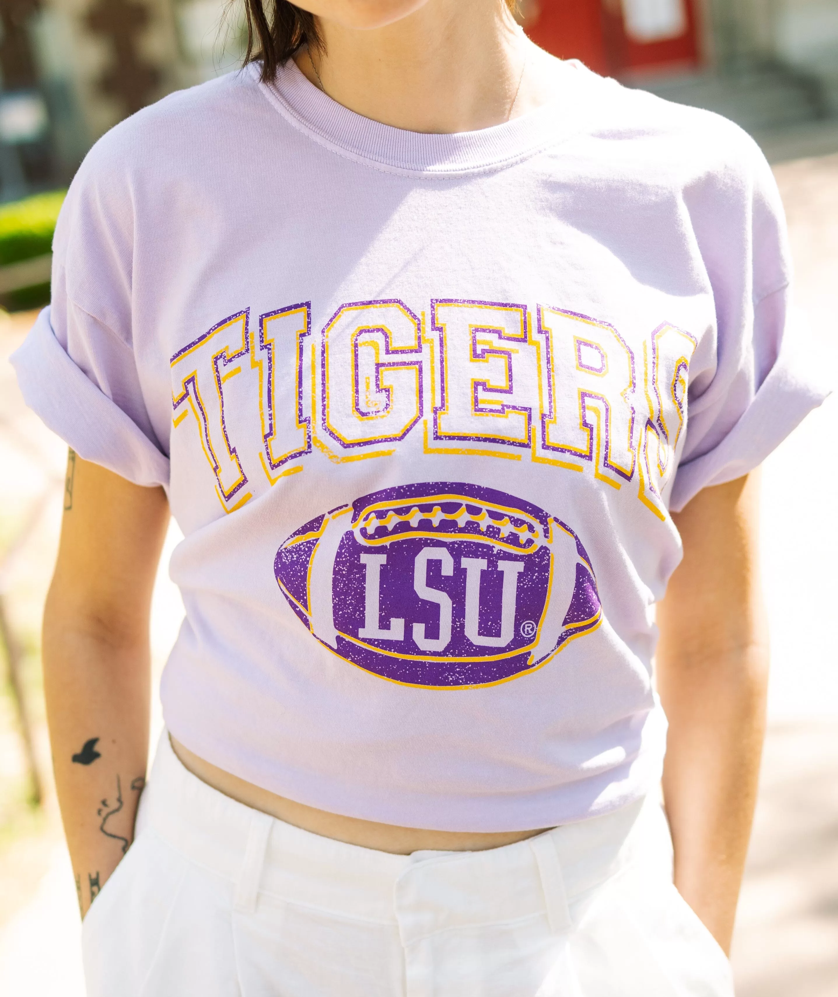 LSU Tigers Wonka Football Orchid Tee