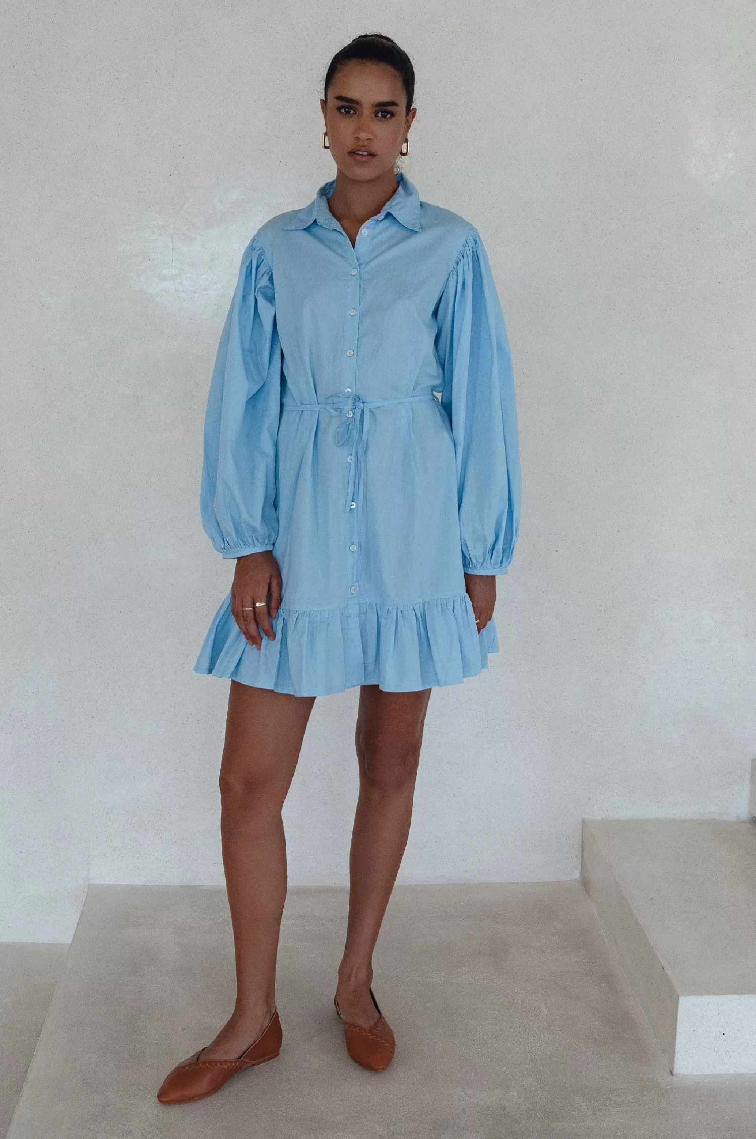 Malina Button Down Cotton Mini Dress