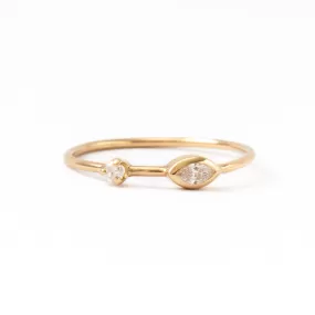 Marquise & Round Diamond Thin Band Ring