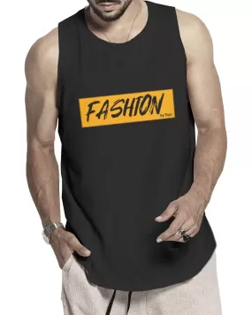 Men Plain Black Printed Sleeveless Vest