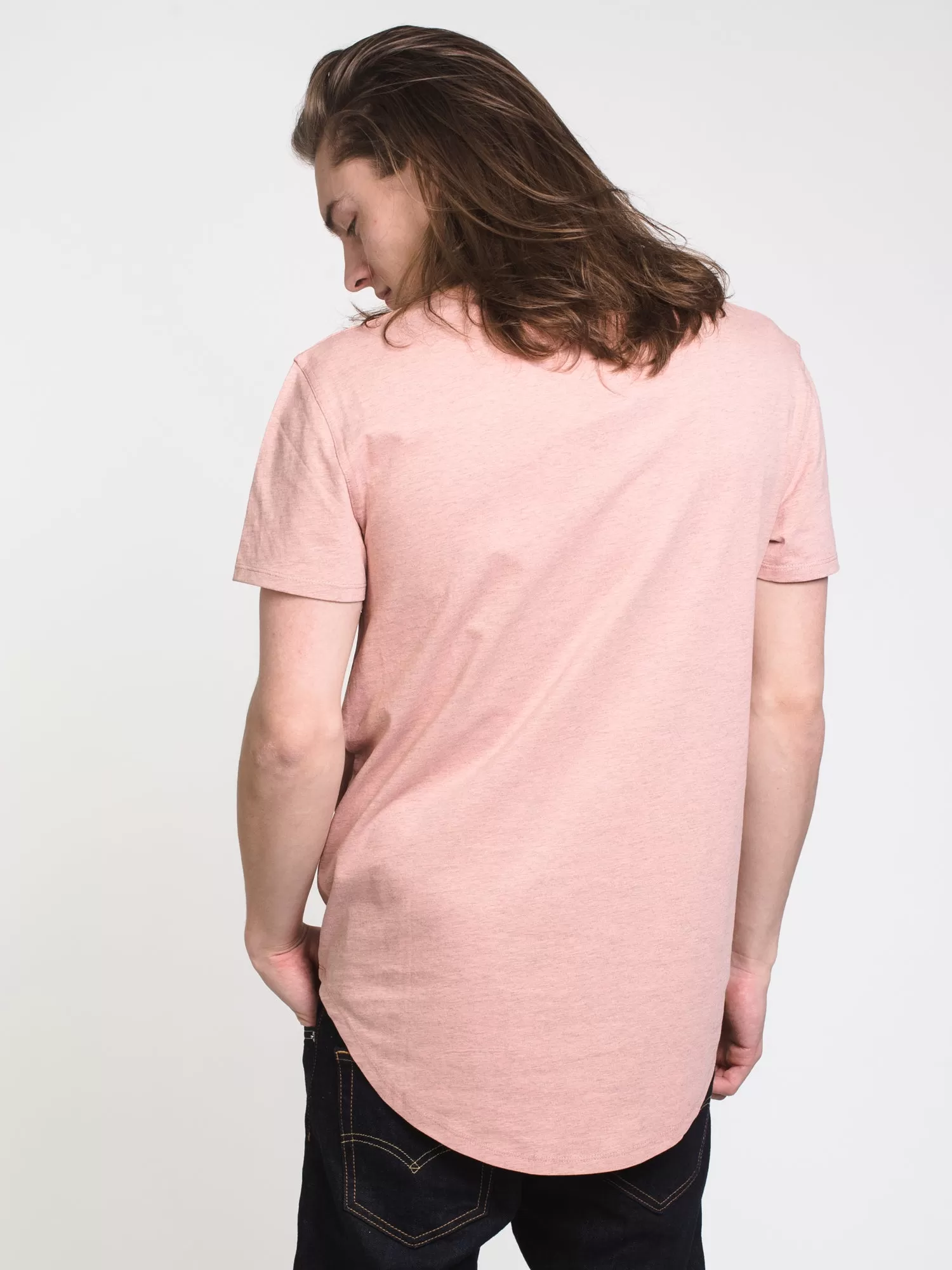 MENS LONGLINE T - PINK - CLEARANCE