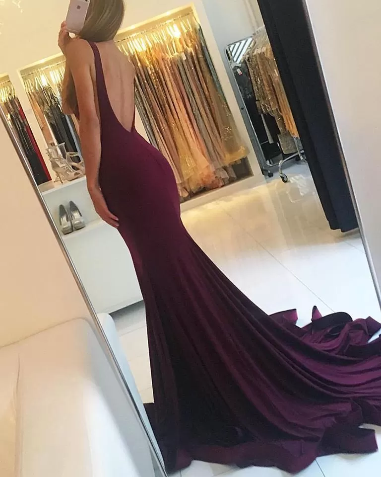 Mermaid Burgundy Prom Dress Sexy Beautiful Cheap African Prom Dress #ER370