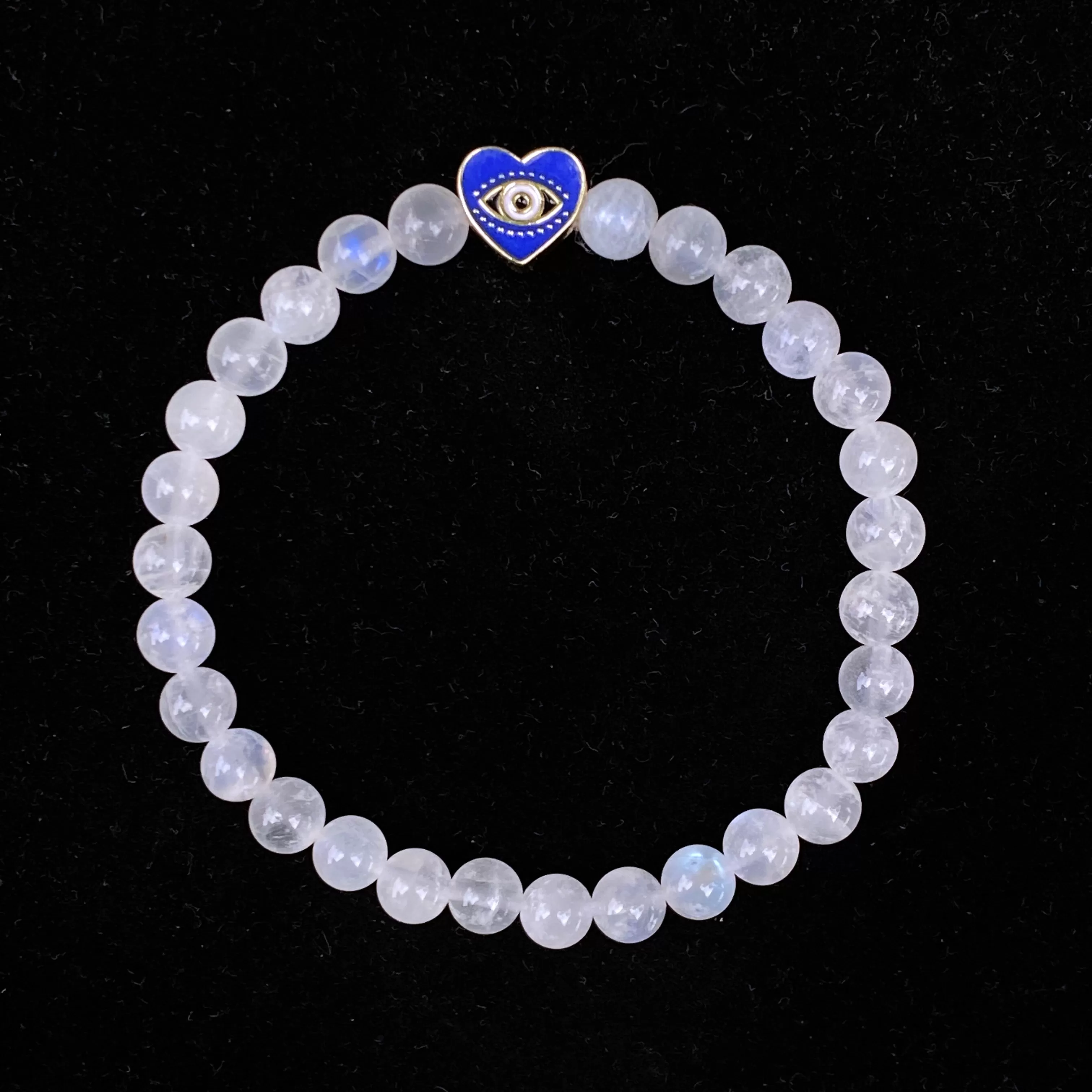 Moonstone and Evil Eye Heart Bracelet