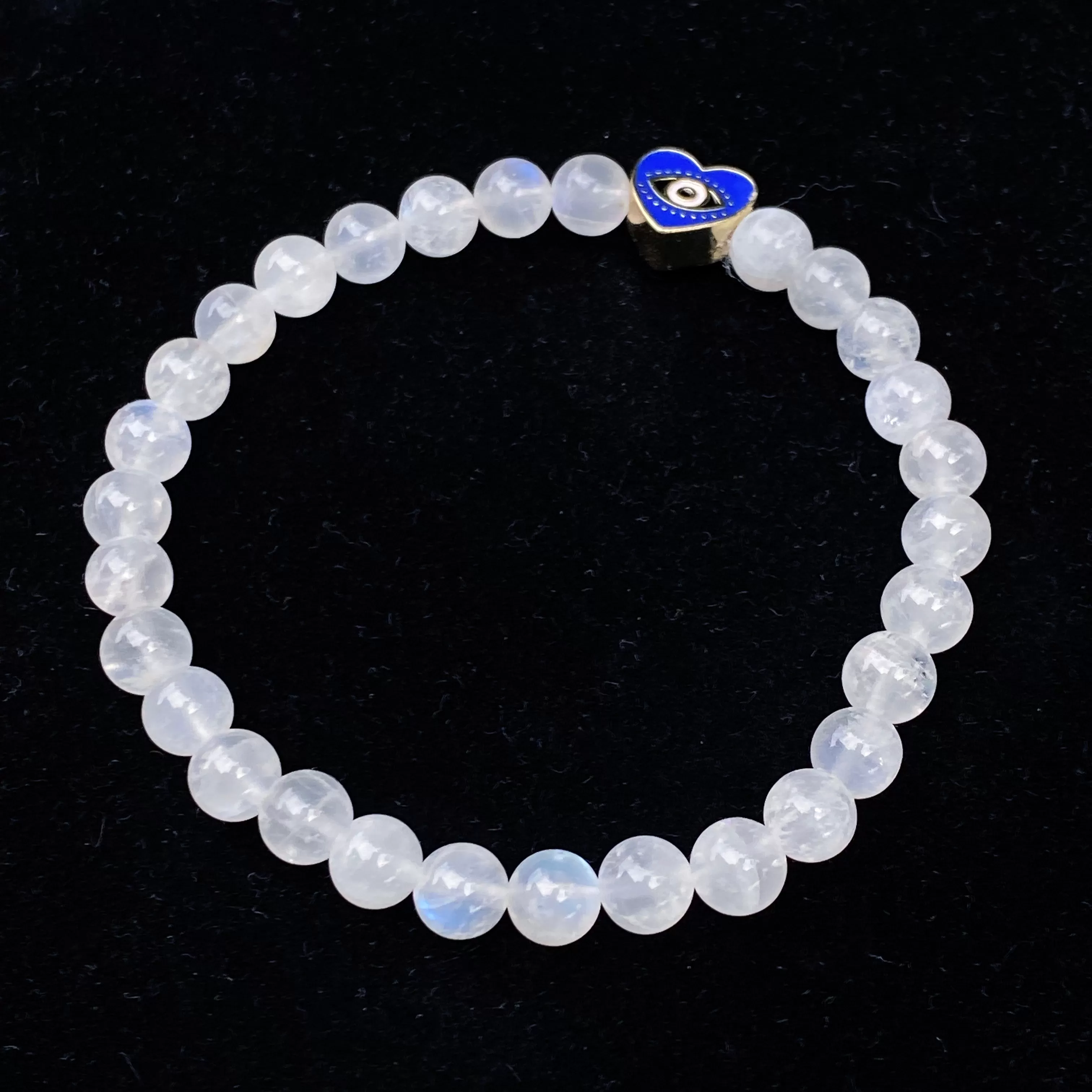 Moonstone and Evil Eye Heart Bracelet