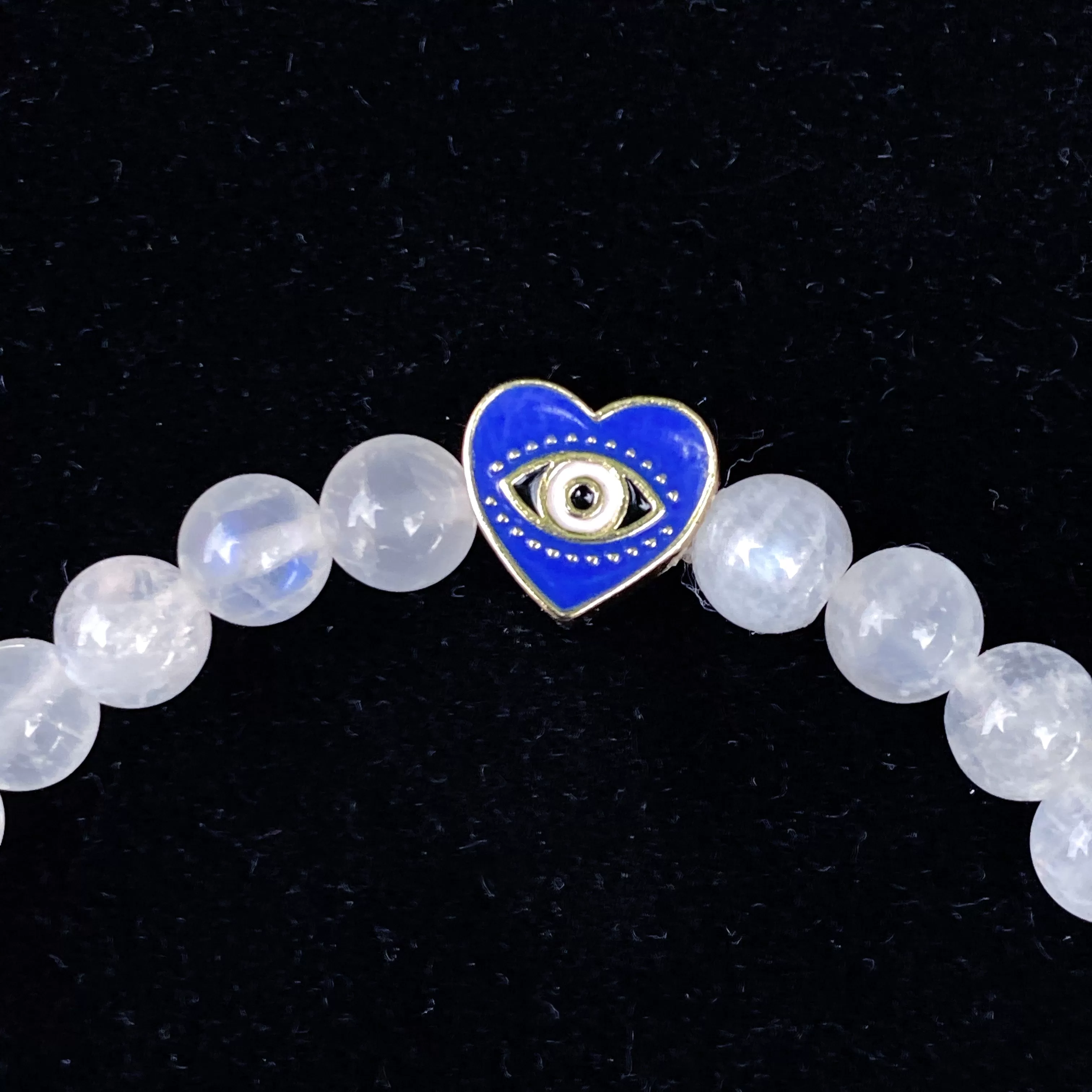 Moonstone and Evil Eye Heart Bracelet