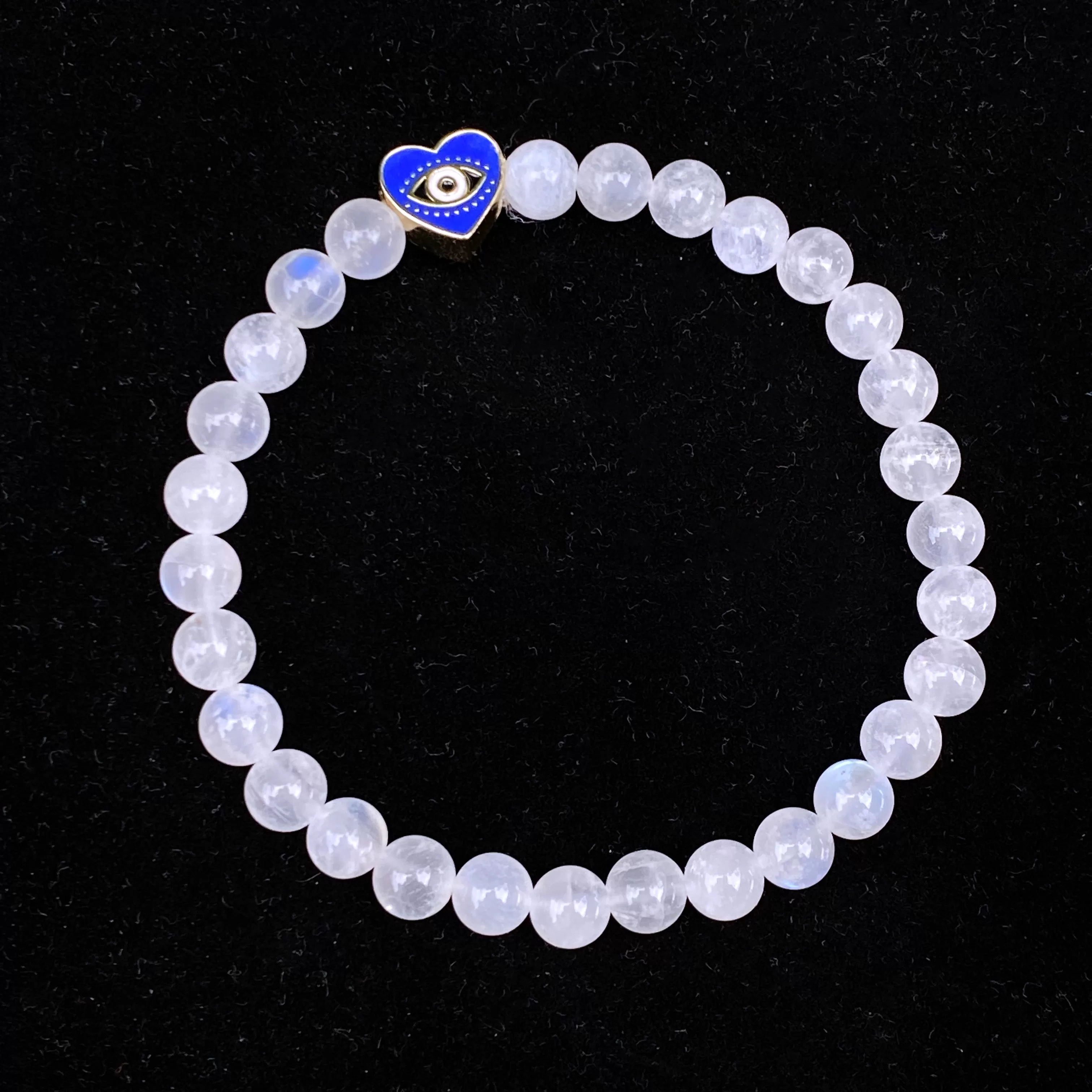 Moonstone and Evil Eye Heart Bracelet