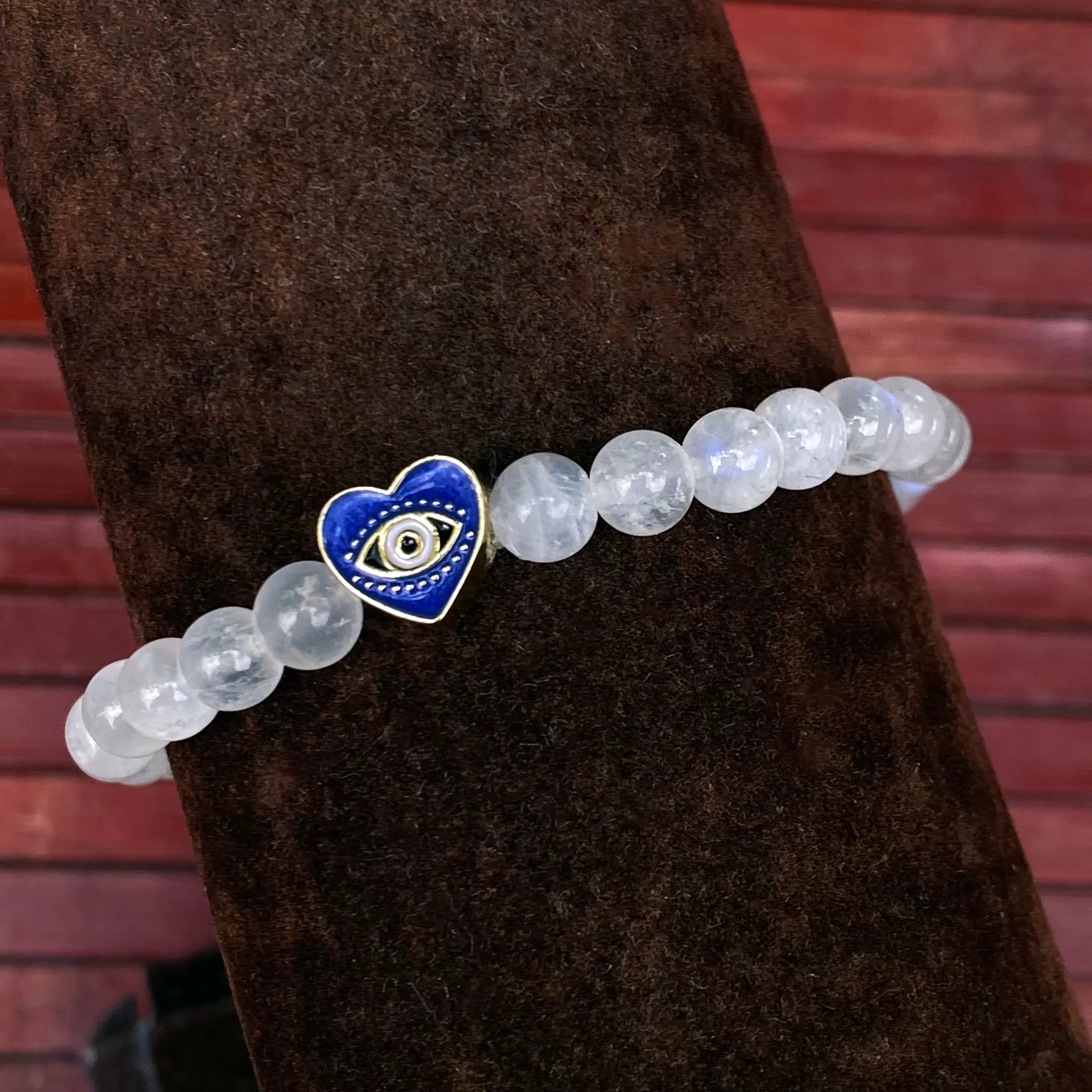 Moonstone and Evil Eye Heart Bracelet