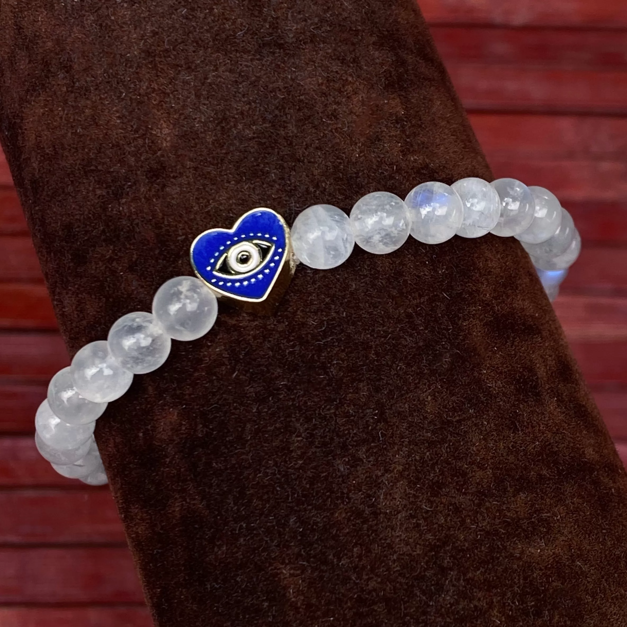 Moonstone and Evil Eye Heart Bracelet