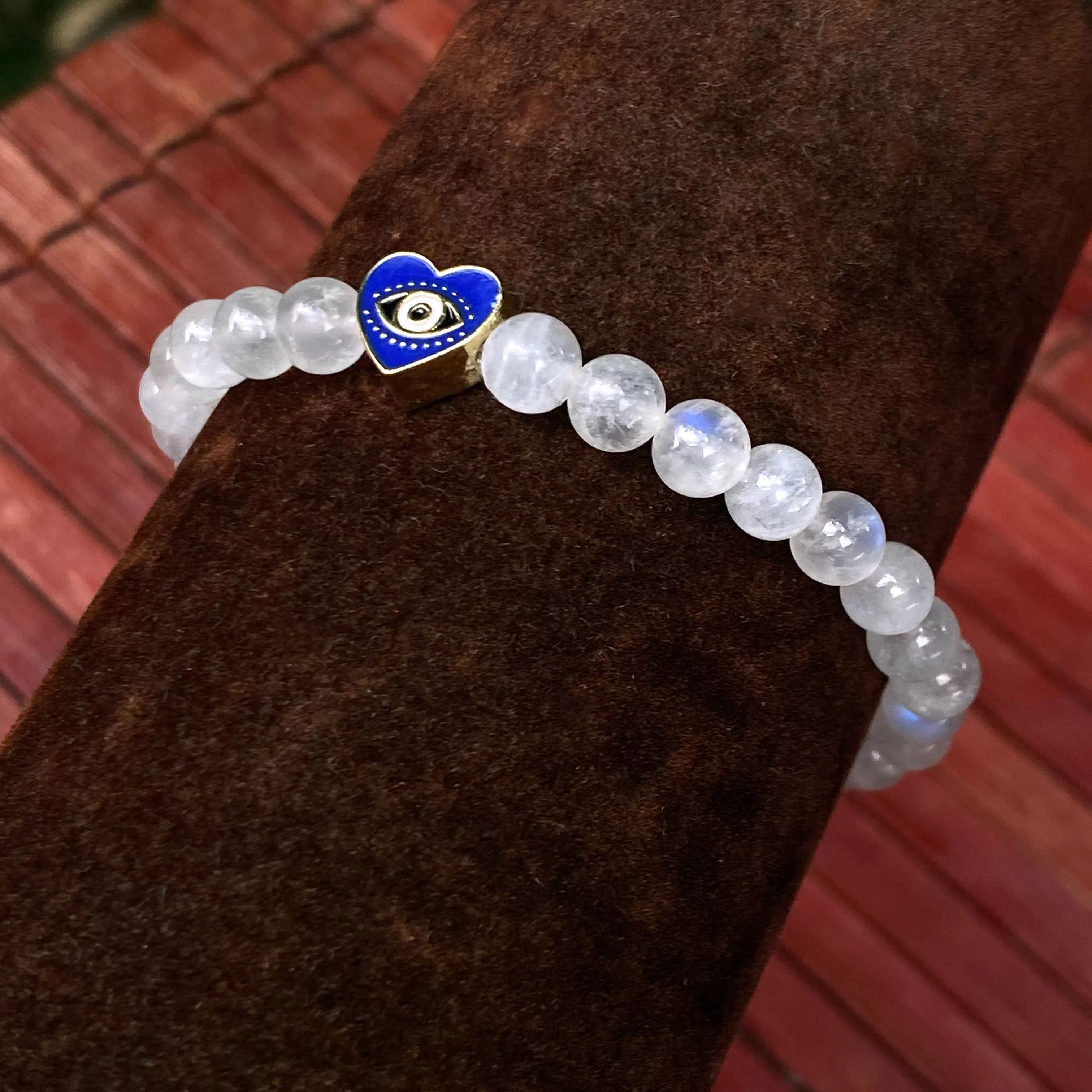 Moonstone and Evil Eye Heart Bracelet