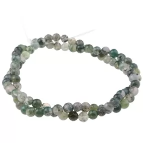 Moss Agate 4mm Round - 15-16 Inch