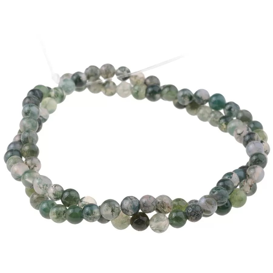 Moss Agate 4mm Round - 15-16 Inch