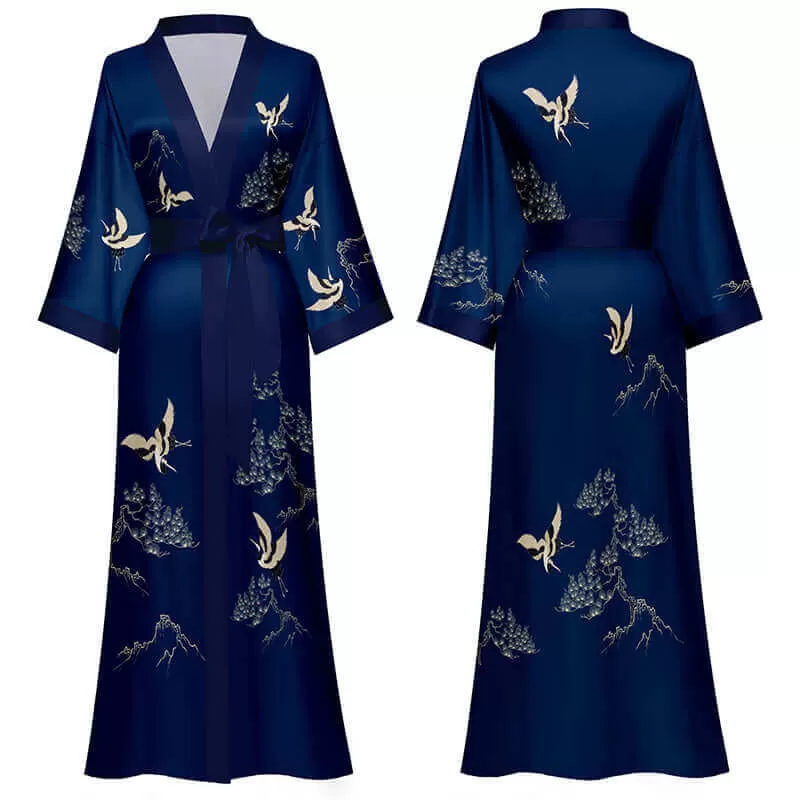 Mountain Crane Kimono Robe