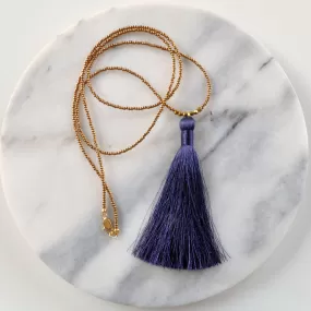 Navy Blue Tassel Necklace