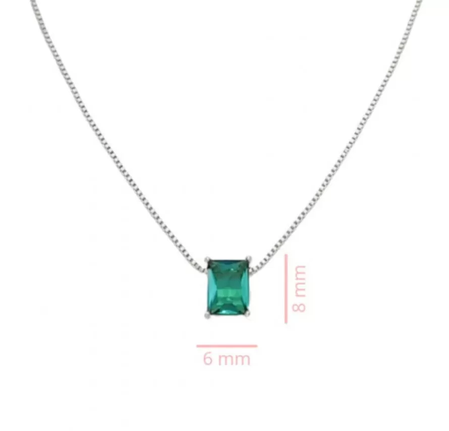 NECKLACE RECTANGLE TURMALINA COLOR CRYSTAL