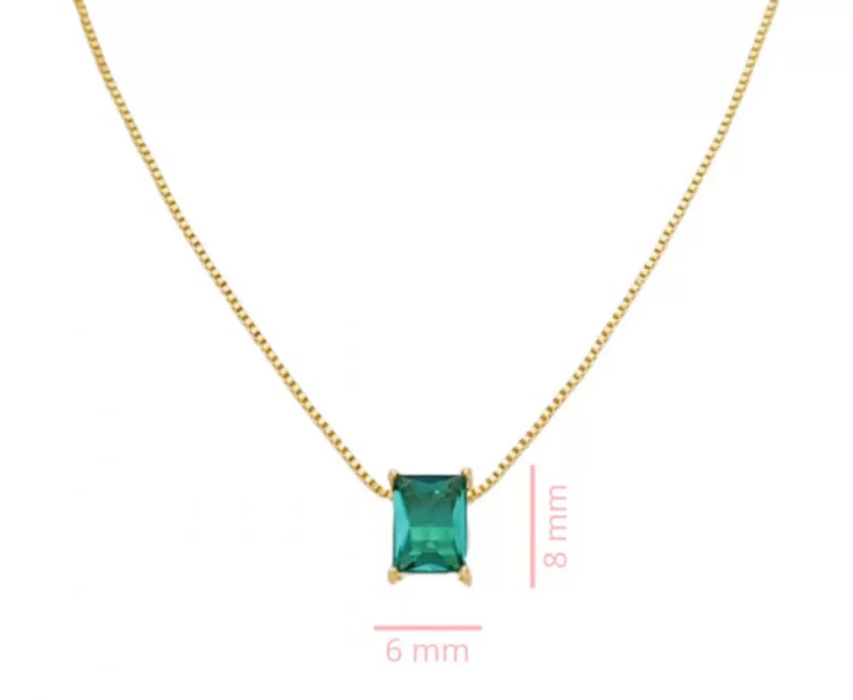 NECKLACE RECTANGLE TURMALINA COLOR CRYSTAL