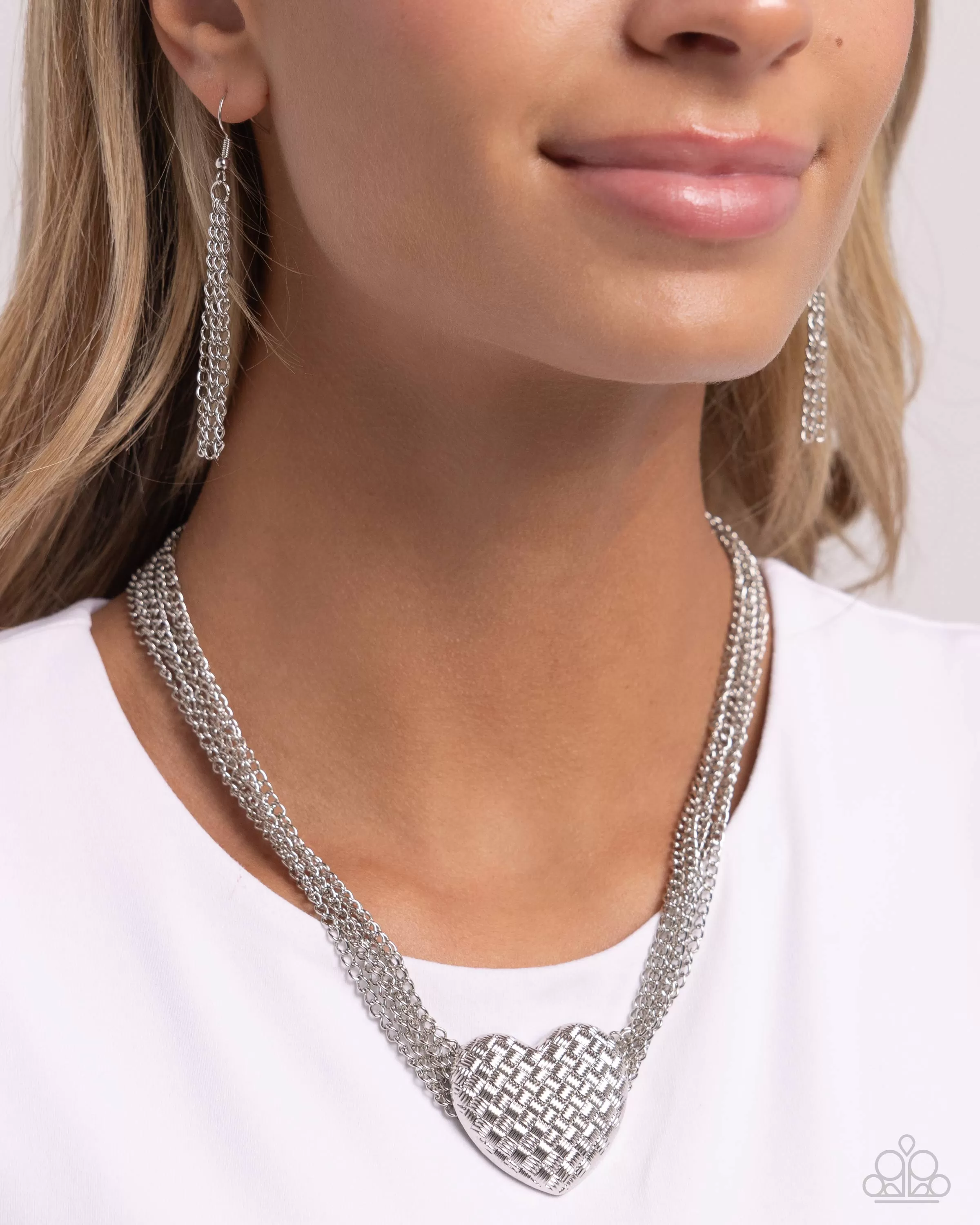 Paparazzi PREORDER Crushing On You Silver Necklace & Earring Set