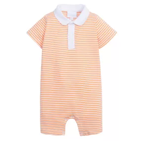 Peter Pan Polo Romper - Orange Stripe