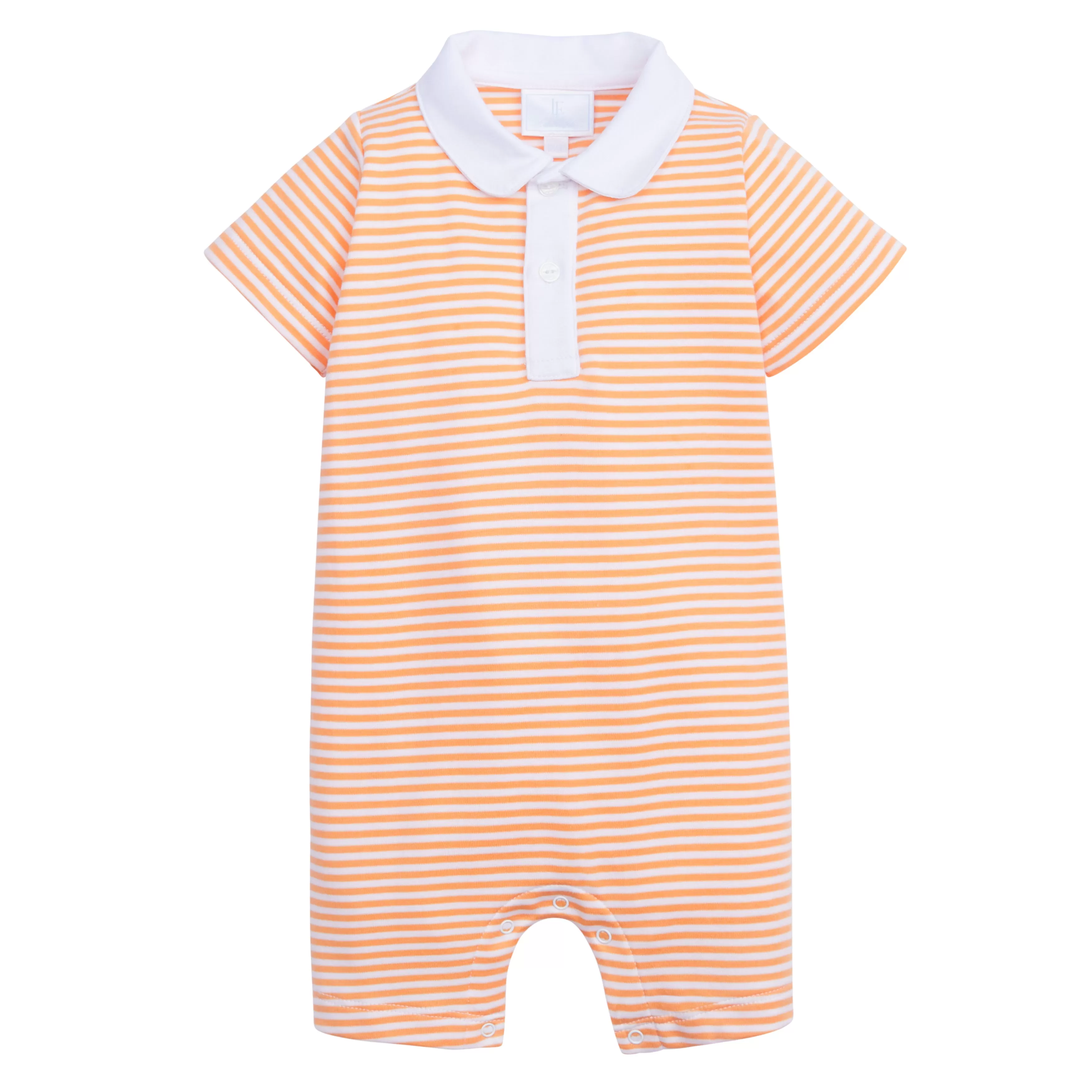 Peter Pan Polo Romper - Orange Stripe