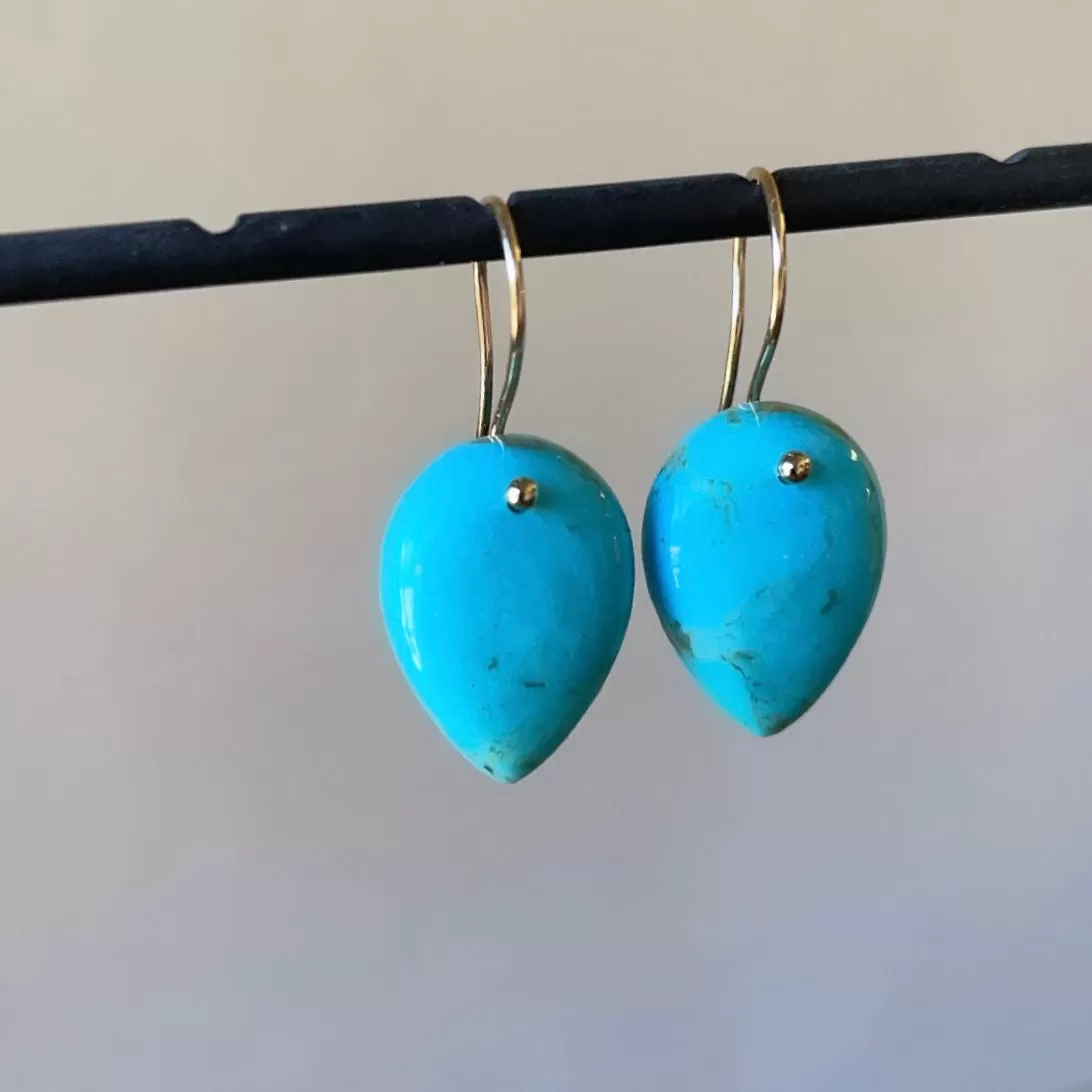 Petite point drop turquoise earrings