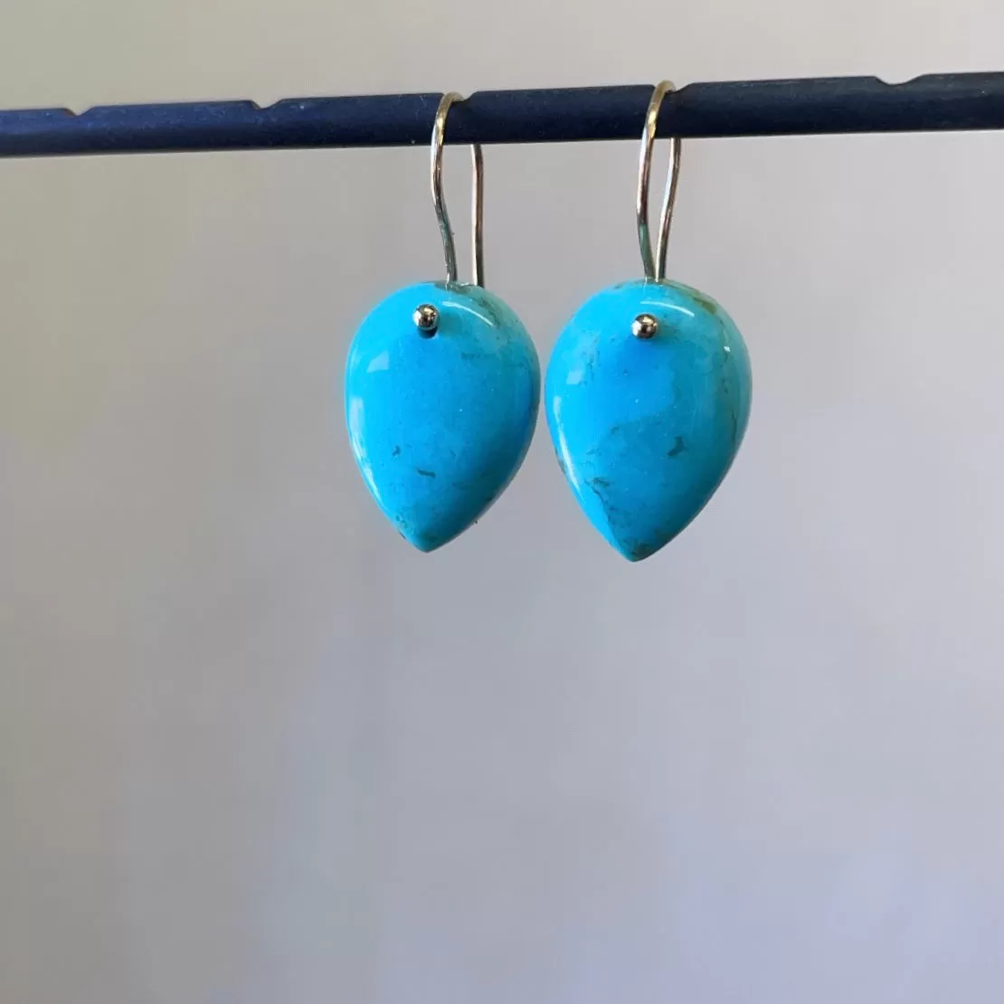 Petite point drop turquoise earrings