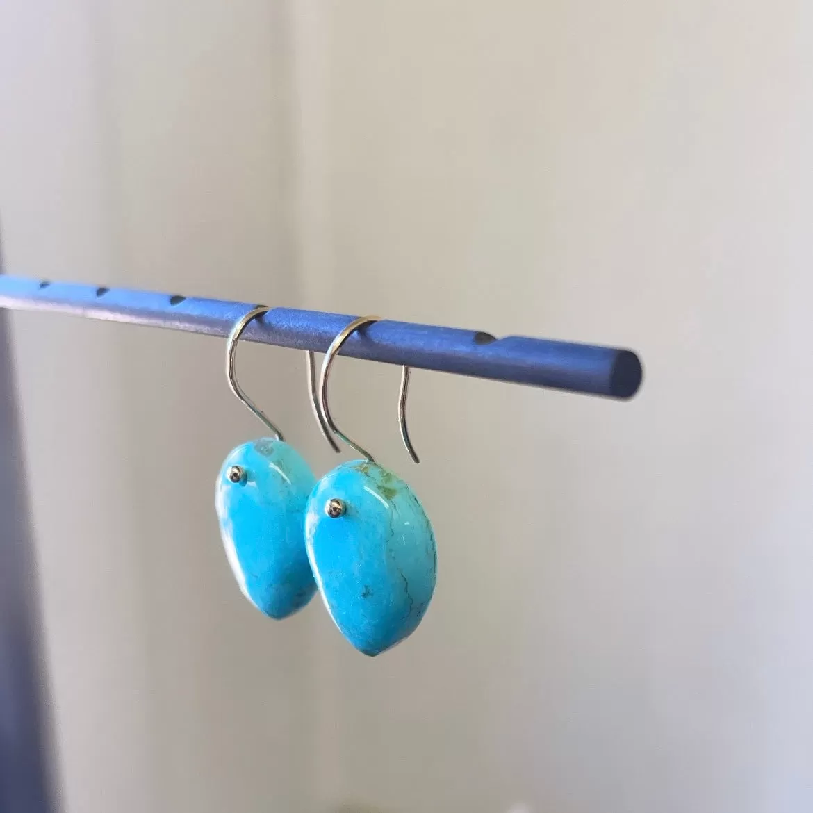 Petite point drop turquoise earrings