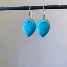 Petite point drop turquoise earrings