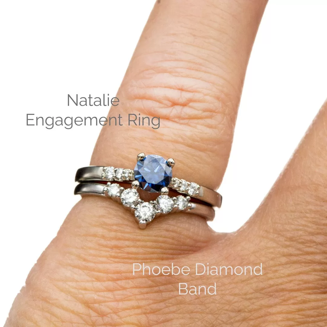 Phoebe Band -Graduated Diamond or Sapphire V-Shape Contoured Stacking Wedding Ring