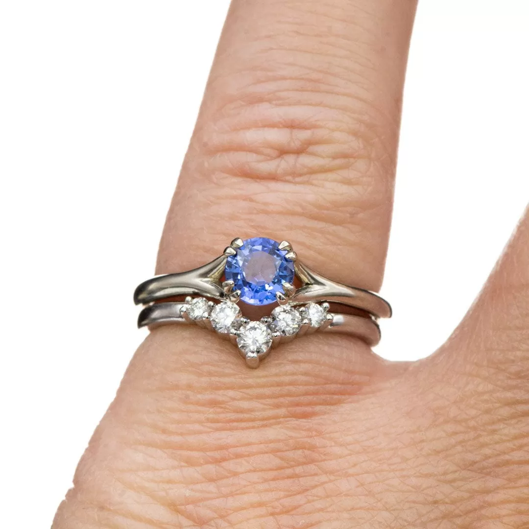 Phoebe Band -Graduated Diamond or Sapphire V-Shape Contoured Stacking Wedding Ring