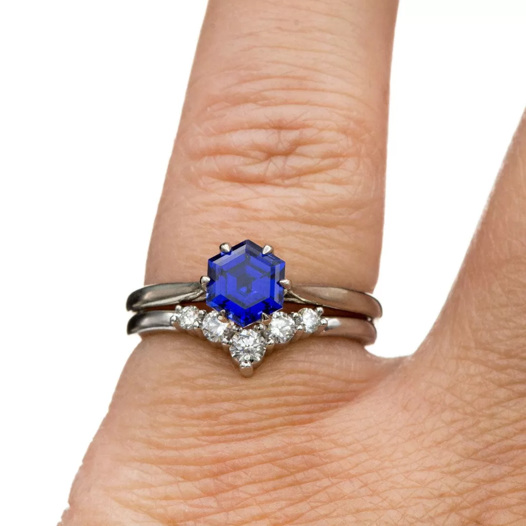 Phoebe Band -Graduated Diamond or Sapphire V-Shape Contoured Stacking Wedding Ring