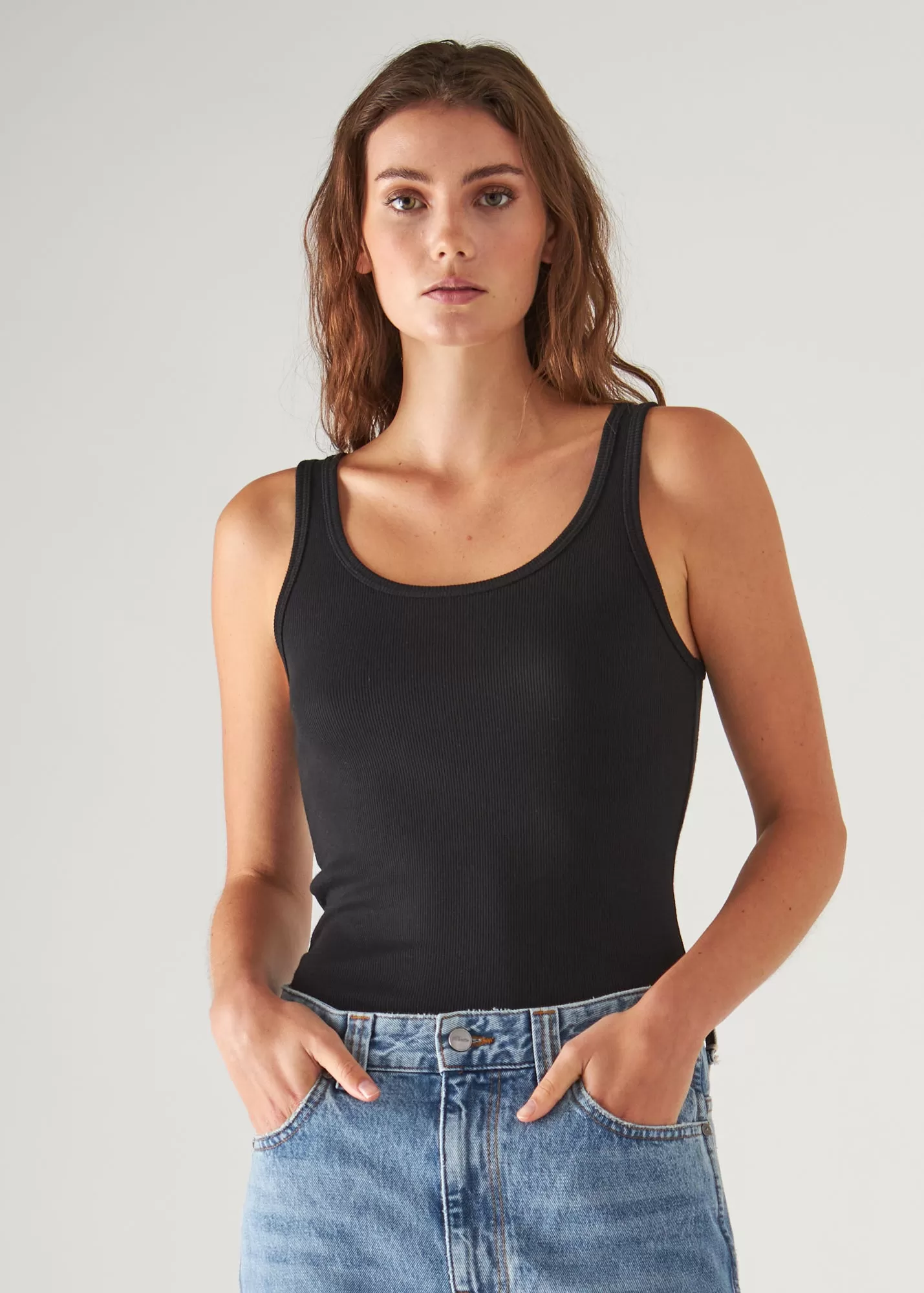 PIMA COTTON STRETCH SCOOP NECK RIB TANK