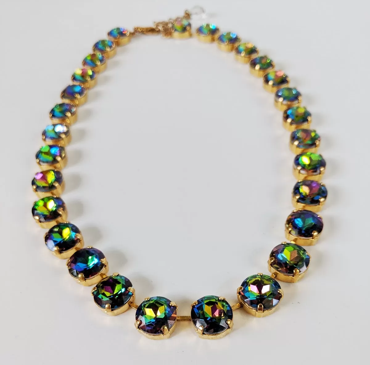 Rainbow Crystal Riviere Necklace - Small Round