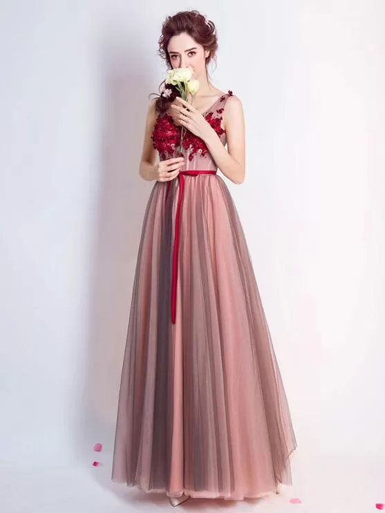 Red Prom Dress Cheap Long Lace Prom Dress #ER023